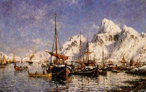 Gunnar Berg From Svolvar Harbor Norge oil painting art